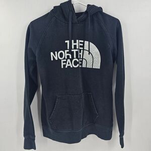 The north face small womens sweatshirt hoodie sweater black silver